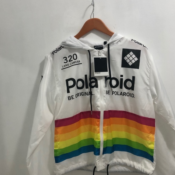 Polaroid Woman's Hooded Windbreaker Jacket Rainbow - Picture 2 of 12